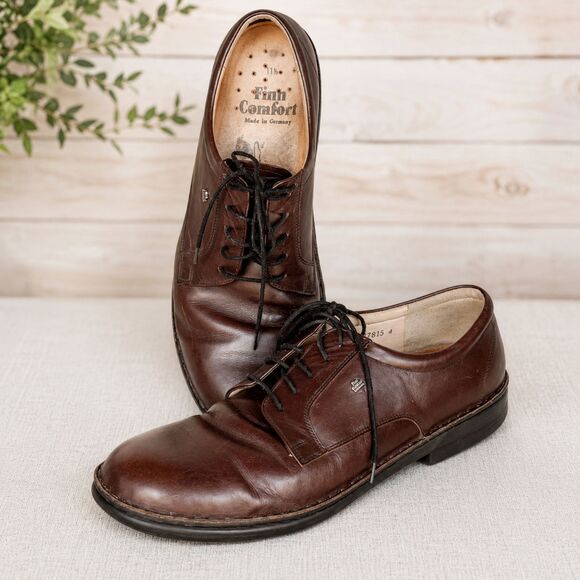 Finn Comfort Mens 11.5 EU 46 Dark Brown Leather Comfort Oxford Derby Shoes